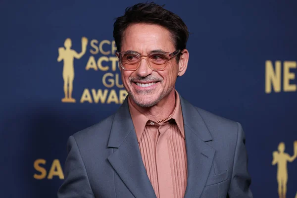 Robert Downey Şubat 2024 Los Angeles Oppenheimer Filmiyle Erkek Oyuncu Stok Fotoğraf