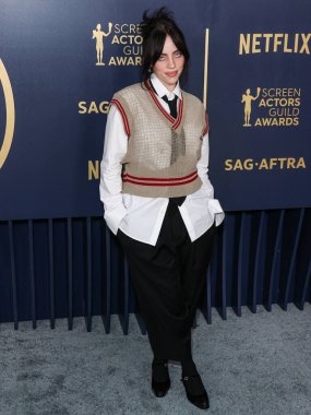 Vivienne Westwood 'u giyen Billie Eilish, 24 Şubat 2024' te ABD 'nin Kaliforniya eyaletinin Los Angeles kentindeki Shrine Auditorium ve Expo Hall' da düzenlenen 30.. 