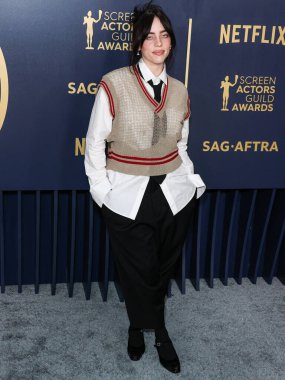 Vivienne Westwood 'u giyen Billie Eilish, 24 Şubat 2024' te ABD 'nin Kaliforniya eyaletinin Los Angeles kentindeki Shrine Auditorium ve Expo Hall' da düzenlenen 30.. 