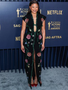 Storm Reid, Shrine Auditorium ve Expo Hall 'da 24 Şubat 2024' te düzenlenen 30. Yıllık Sahne Oyuncuları Loncası Ödülleri 'ne ulaştı.. 