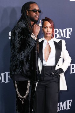 2 Chainz and La La Anthony arrive at the Los Angeles Premiere Of STARZ' 'BMF' (Black Mafia Family) Season 3 held at the Hollywood Athletic Club on February 29, 2024 in Hollywood, Los Angeles, California, United States.