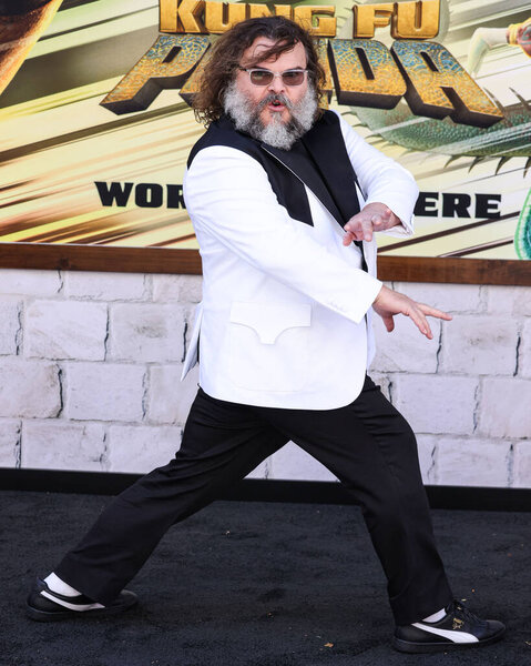 Jack Black arrives at the World Premiere Of DreamWorks Animation And Universal Pictures' 'Kung Fu Panda 4' held at AMC The Grove 14 on March 3, 2024 in Los Angeles, California, United States. 
