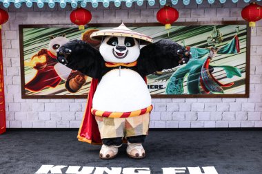 A performer in a 'Po' costume arrives at the World Premiere Of DreamWorks Animation And Universal Pictures' 'Kung Fu Panda 4' held at AMC The Grove 14 on March 3, 2024 in Los Angeles, California, United States.  clipart