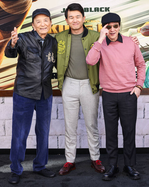James Hong, Ronny Chieng and Ke Huy Quan arrive at the World Premiere Of DreamWorks Animation And Universal Pictures' 'Kung Fu Panda 4' held at AMC The Grove 14 on March 3, 2024 in Los Angeles, California, United States. 