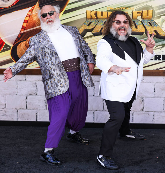 Kyle Gass and Jack Black arrive at the World Premiere Of DreamWorks Animation And Universal Pictures' 'Kung Fu Panda 4' held at AMC The Grove 14 on March 3, 2024 in Los Angeles, California, United States. 