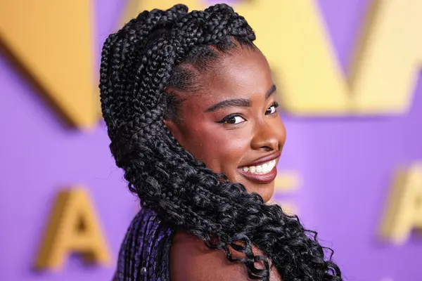 stock image Amanda Gorman arrives at the 55th Annual NAACP Image Awards held at the Shrine Auditorium and Expo Hall on March 16, 2024 in Los Angeles, California, United States.