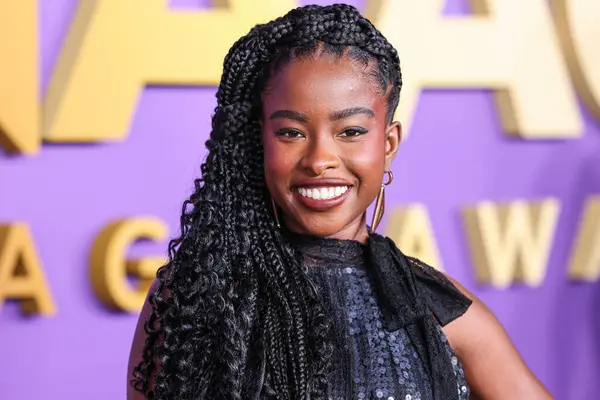 stock image Amanda Gorman arrives at the 55th Annual NAACP Image Awards held at the Shrine Auditorium and Expo Hall on March 16, 2024 in Los Angeles, California, United States.