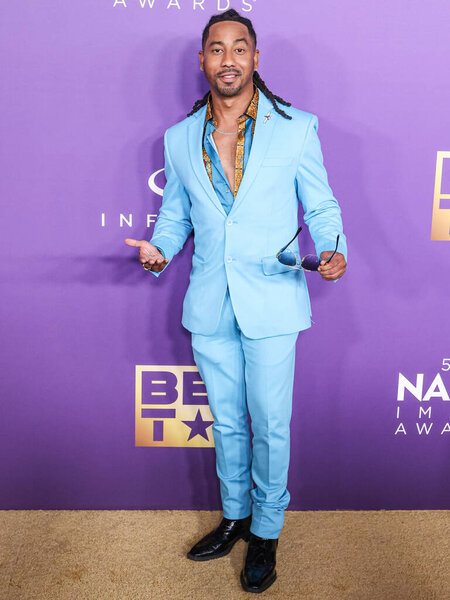 Brandon T. Jackson arrives at the 55th Annual NAACP Image Awards held at the Shrine Auditorium and Expo Hall on March 16, 2024 in Los Angeles, California, United States.