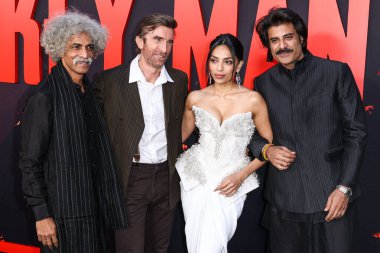 Makarand Deshpande, Sharlto Copley, Sobhita Dhulipala and Sikandar Kher arrive at the Los Angeles Premiere Of Universal Pictures 'Monkey Man' held at the TCL Chinese Theatre IMAX on April 3, 2024 in Hollywood, Los Angeles, California, United States.  clipart