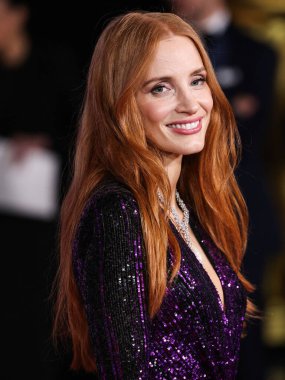 Elie Saab ve Damiani mücevherleri giyen Jessica Chastain, 13 Nisan 2024 'te ABD' nin Kaliforniya eyaletinin Los Angeles kentinde bulunan Akademi Sinema Müzesi 'nde düzenlenen 10.. 