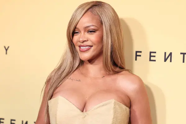 stock image Rihanna (Robyn Rihanna Fenty) arrives at the Rihanna x Fenty Beauty New Product Launch For Fenty Beauty Soft'Lit Naturally Luminous Longwear Foundation held at 7th Street Studios on April 26, 2024 in Los Angeles, California, United States. 