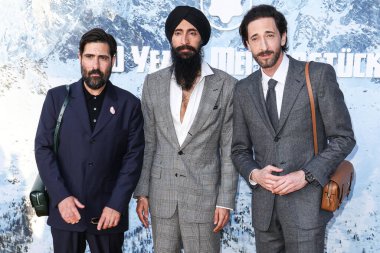 Jason Schwartzman, Waris Ahluwalia and Adrien Brody arrive at the Montblanc Meisterstuck 100th Anniversary Gallery held at Paramour Estate on May 1, 2024 in Silver Lake, Los Angeles, California, United States. clipart