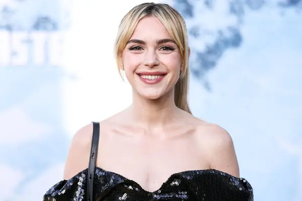 Stock image Kiernan Shipka arrives at the Montblanc Meisterstuck 100th Anniversary Gallery held at Paramour Estate on May 1, 2024 in Silver Lake, Los Angeles, California, United States. 