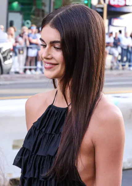 stock image Kaia Gerber arrives at the Los Angeles Premiere Of Focus Features' 'The Bikeriders' held at the TCL Chinese Theatre IMAX on June 17, 2024 in Hollywood, Los Angeles, California, United States.