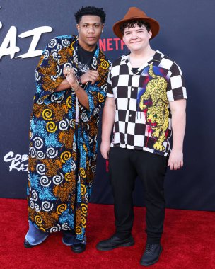 Khalil Everage ve Aedin Mincks, Netflix 'in' Kobra Kai 'sezonunun Los Angeles Özel Gösterimi' ne geldiler - Bölüm 1, 17 Temmuz 2024 'te Griffith Park' taki Amerikan Batısının Autry Müzesi 'nde düzenlendi..