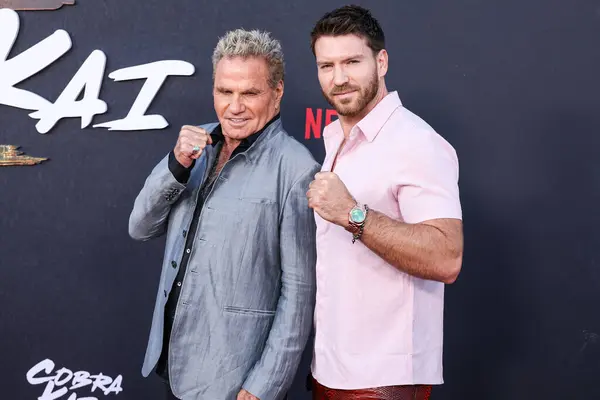 stock image Martin Kove and son Jesse Kove arrive at the Los Angeles Special Screening Of Netflix's 'Cobra Kai' Season 6 - Part 1 held at the Autry Museum of the American West at Griffith Park on July 17, 2024 in Los Angeles, California, United States.