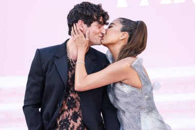 Paul Forman and girlfriend Ashley Park arrive at the Los Angeles Premiere Of Netflix's 'Emily In Paris' Season 4 Part 1 held at The Egyptian Theatre Hollywood on August 14, 2024 in Hollywood, Los Angeles, California, United States.  clipart