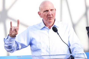 Steve Ballmer speaks onstage at the Intuit Dome Grand Opening - Ribbon Cutting Ceremony And Red Carpet held at the Intuit Dome on August 15, 2024 in  Los Angeles clipart