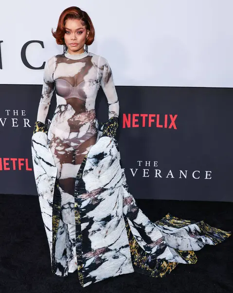 stock image Andra Day arrives at the Los Angeles Premiere Of Netflix's 'The Deliverance' held at the Netflix Tudum Theater on August 28, 2024 in Hollywood, Los Angeles, California, United States. 