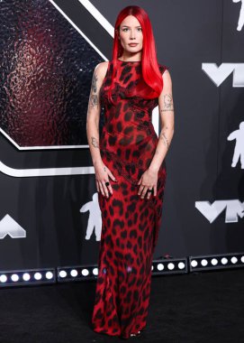 Klasik Versace giyen Halsey, 11 Eylül 2024 'te UBS Arena' da düzenlenen 2024 MTV Video Müzik Ödülleri 'ne ulaştı..