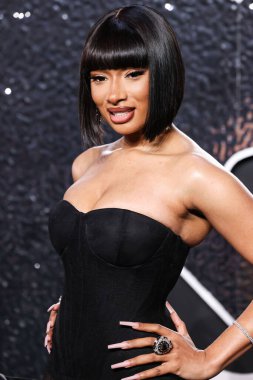 Nicole + Felicia giyen Megan Thee Aygırı, 11 Eylül 2024 'te UBS Arena' da düzenlenen 2024 MTV Video Müzik Ödülleri 'ne ulaştı.. 