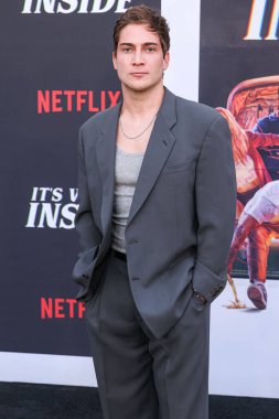 James Morosini arrives at the 2024 Beyond Fest - Los Angeles Premiere Of Netflix's 'It's What's Inside' held at The Egyptian Theatre Hollywood on October 1, 2024 in Hollywood, Los Angeles, California, United States. clipart