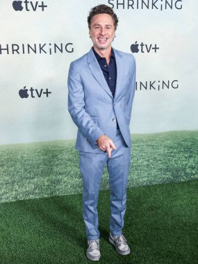 Zach Braff arrives at the World Premiere Of Apple TV+ Series' 'Shrinking' Season 2 held at the Pacific Design Center on October 8, 2024 in West Hollywood, Los Angeles, California, United States. clipart