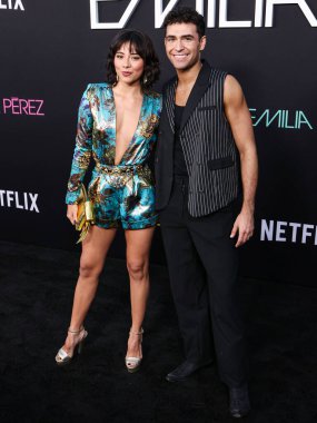 Xochitl Gomez and Ezra Sosa arrive at the Los Angeles Premiere of Netflix's 'Emilia Perez' held at The Egyptian Theatre Hollywood on October 21, 2024 in Hollywood, Los Angeles, California, United States. clipart