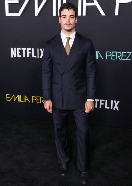 Aaron Dominguez, 21 Ekim 2024 'te Hollywood' da Hollywood, Los Angeles, Kaliforniya, ABD 'de düzenlenen Netflix' in 'Emilia Perez' inin Los Angeles galasına geldi..