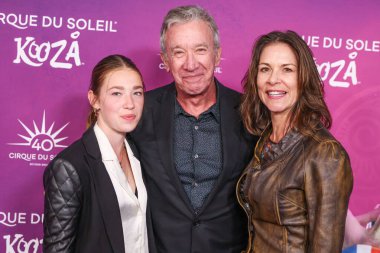 Elizabeth Allen-Dick, father Tim Allen and mother Jane Hajduk arrive at Cirque du Soleil's 'KOOZA' Red Carpet Premiere held at the Santa Monica Pier on October 24, 2024 in Santa Monica, Los Angeles, California, United States. clipart