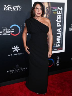 Karla Sofia Gascon arrives at The French American Film Festival - Opening Night Premiere Of Netflix's 'Emilia Perez' held at the Directors Guild of America Theater Complex on October 29, 2024 in Los Angeles, California, United States.  clipart