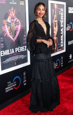 Zoe Saldana, Netflix 'in' Emilia Perez 'adlı filminin açılış gecesi galası için 29 Ekim 2024' te Los Angeles, Kaliforniya, ABD 'de bulunan Amerikan Tiyatro Kompleksi Yönetmenleri Birliği' ne geldi.. 