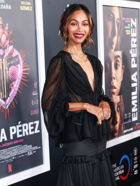 Zoe Saldana, Netflix 'in' Emilia Perez 'adlı filminin açılış gecesi galası için 29 Ekim 2024' te Los Angeles, Kaliforniya, ABD 'de bulunan Amerikan Tiyatro Kompleksi Yönetmenleri Birliği' ne geldi.. 