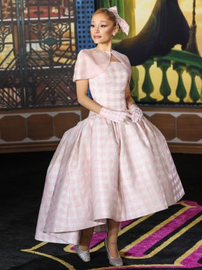 Ariana Grande Butera wearing custom Thom Browne arrives at the Los Angeles Premiere Of Universal Pictures' 'Wicked' held at the Dorothy Chandler Pavilion at The Music Center on November 9, 2024 in Los Angeles, California, United States. clipart