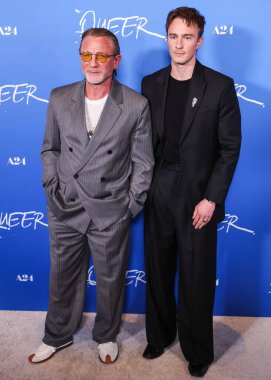 Daniel Craig and Drew Starkey arrive at the Los Angeles Premiere Of A24's 'Queer' held at the Directors Guild of America Theater Complex on November 13, 2024 in Los Angeles, California, United States. clipart