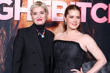 Marielle Heller and Amy Adams arrive at the Los Angeles Premiere Of Searchlight Pictures' 'Nightbitch' held at the Academy of Motion Picture Arts Sciences - Linwood Dunn Theater on November 20, 2024 in Hollywood, Los Angeles, California, United State clipart