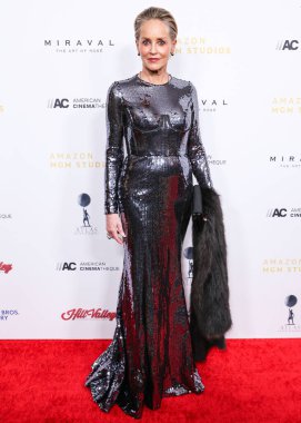 Sharon Stone arrives at the 38th Annual American Cinematheque Awards 2024 Honoring Jessica Chastain held at The Beverly Hilton Hotel on December 6, 2024 in Beverly Hills, Los Angeles, California, United States. clipart