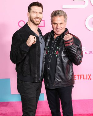 Jesse Kove and father Martin Kove arrive at the Los Angeles Premiere And Fan Event For Netflix's 'Squid Game' Season 2 held at the Los Angeles City College on December 12, 2024 in Los Angeles, California, United States. clipart