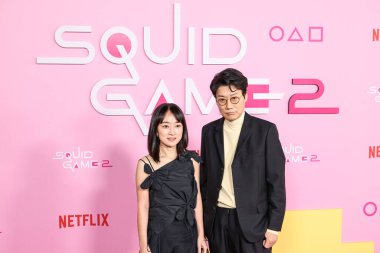Kim Ji-yeon ve Hwang Dong-hyuk, Netflix 'in 12 Aralık 2024' te Los Angeles, Kaliforniya, ABD 'de düzenlenen' Squid Game 'sezonu için Los Angeles, Kaliforniya' daki Los Angeles City College 'a geldiler..
