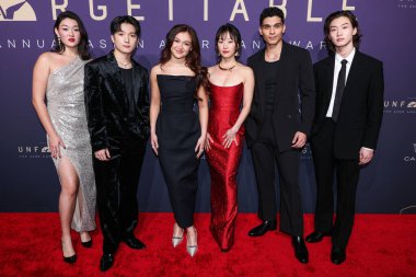 Audrey Huynh, Choi Min-young, Anna Cathcart, Gia Kim, Anthony Keyvan, Sang Heon Lee arrive at the 22nd Annual Unforgettable Gala Asian American Awards 2024 held at The Beverly Hilton Hotel on December 14, 2024 in Beverly Hills, Los Angeles, CA, USA. clipart