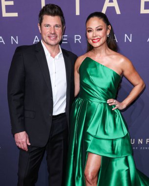 Nick Lachey and wife Vanessa Lachey arrive at the 22nd Annual Unforgettable Gala Asian American Awards 2024 held at The Beverly Hilton Hotel on December 14, 2024 in Beverly Hills, Los Angeles, California, United States. clipart