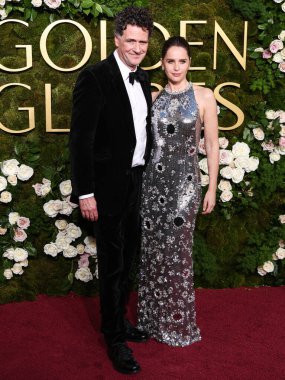 Charles Guard ve Felicity Jones, Beverly Hilton Oteli 'nde 5 Ocak 2025' te düzenlenen 82. Yıllık Altın Küre Ödülleri 'ne geldiler..