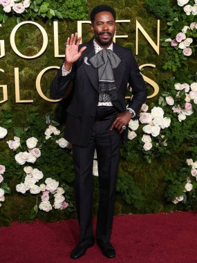 Colman Domingo wearing Valentino arrives at the 82nd Annual Golden Globe Awards held at The Beverly Hilton Hotel on January 5, 2025 in Beverly Hills, Los Angeles, California, United States.  clipart