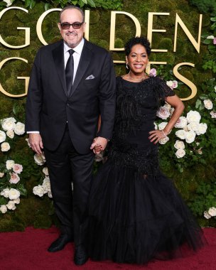 David Zayas and Liza Colon-Zayas arrive at the 82nd Annual Golden Globe Awards held at The Beverly Hilton Hotel on January 5, 2025 in Beverly Hills, Los Angeles, California, United States. clipart