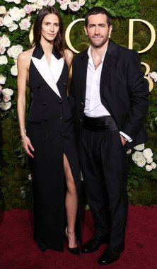 Jeanne Cadieu and Jake Gyllenhaal arrive at the 82nd Annual Golden Globe Awards held at The Beverly Hilton Hotel on January 5, 2025 in Beverly Hills, Los Angeles, California, United States. clipart