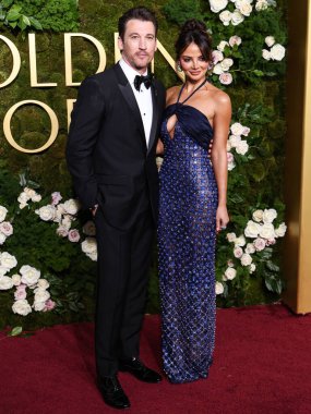Miles Teller ve Keleigh Sperry, 5 Ocak 2025 'te Beverly Hilton Oteli' nde düzenlenen 82.