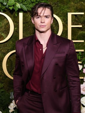 Nicholas Alexander Chavez wearing Versace with Christian Louboutin boots arrives at the 82nd Annual Golden Globe Awards held at The Beverly Hilton Hotel on January 5, 2025 in Beverly Hills, Los Angeles, California, United States. clipart