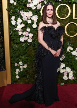 Sarah Paulson wearing Elie Saab arrives at the 82nd Annual Golden Globe Awards held at The Beverly Hilton Hotel on January 5, 2025 in Beverly Hills, Los Angeles, California, United States.  clipart