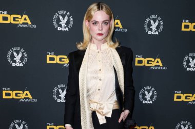 Valentino ve Cartier mücevherlerini takan Elle Fanning, 8 Şubat 2025 'te Beverly Hills, Los Angeles, Kaliforniya, ABD' deki Beverly Hilton Oteli 'nde düzenlenen 77.. 