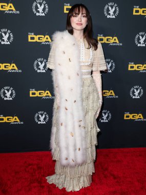 Maude Apatow wearing Valentino SS25 RTW arrives at the 77th Annual Directors Guild Of America Awards held at The Beverly Hilton Hotel on February 8, 2025 in Beverly Hills, Los Angeles, California, United States.  clipart